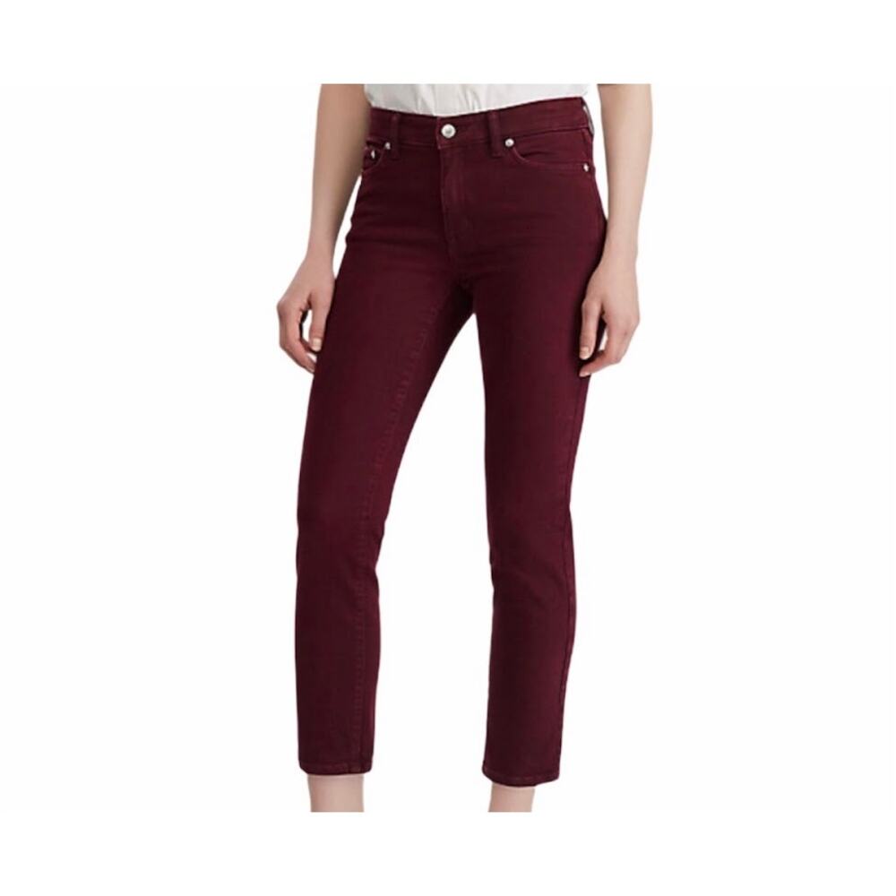 Ralph Lauren Premier Straight Ankle Jeans Pinot Noir Burgundy Size 12